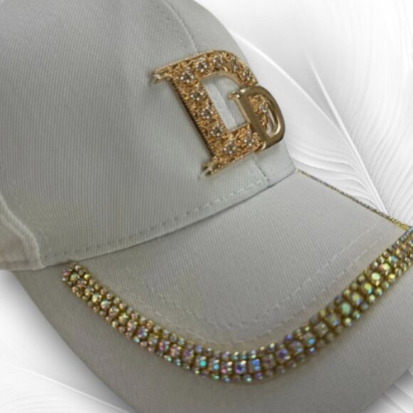 White Rhinestone Baseball Cap – Elegant Bling Hat for Women - Picture 4 of 7